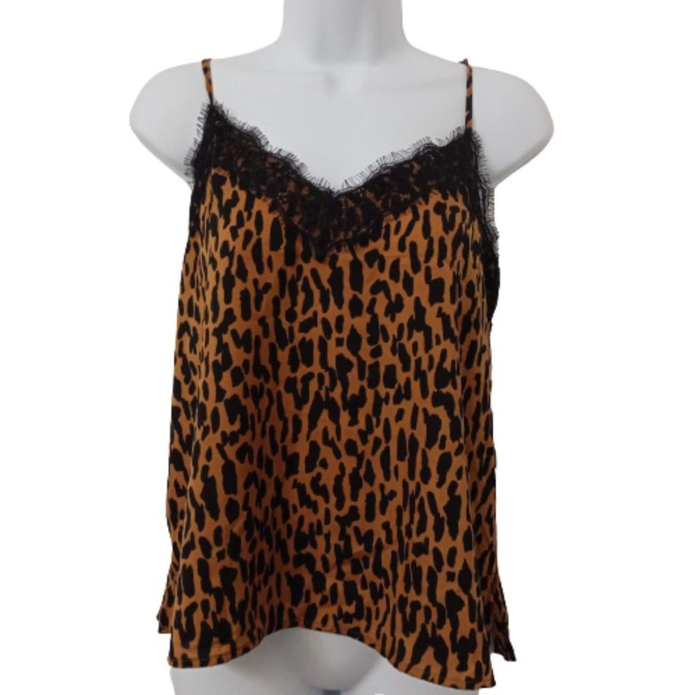 BP Leopard Print Camisole Lace Trim Small Tank‎